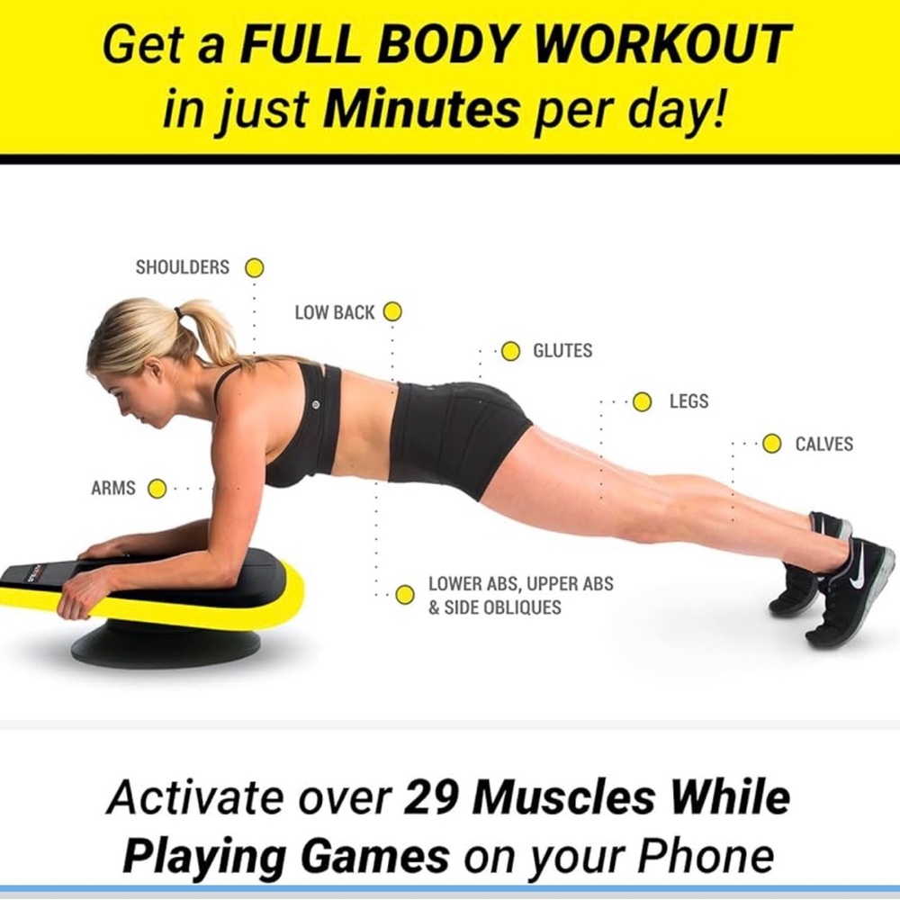 Full-Body Balance Trainer — Black and Yellow Core Platform